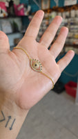 14k plated evil eye pull string bracelet
