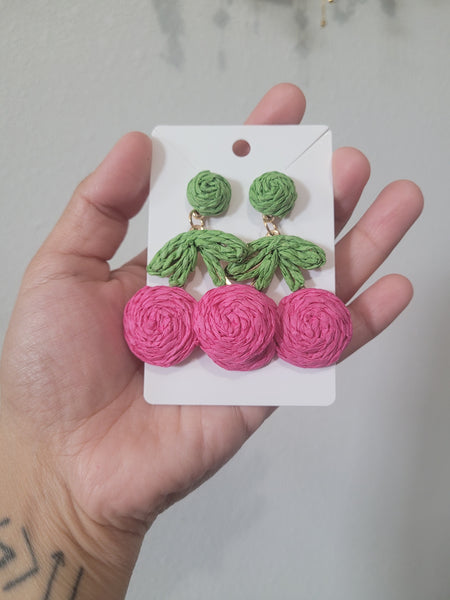 Cherry raffia drops #33