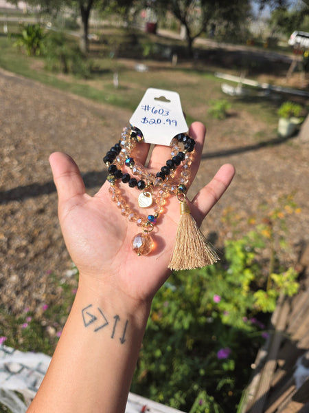 14k plated 3pc tiff bracelet set #603