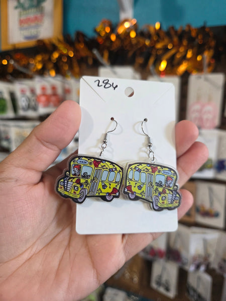 Mrs. Frizzle bus acrylic dangels #286