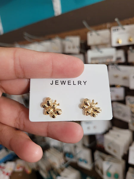 14k plated bee studs #62