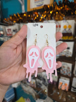 Pink ghost face acrylic dangels #284