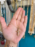 14k plated crystal cross necklace #301