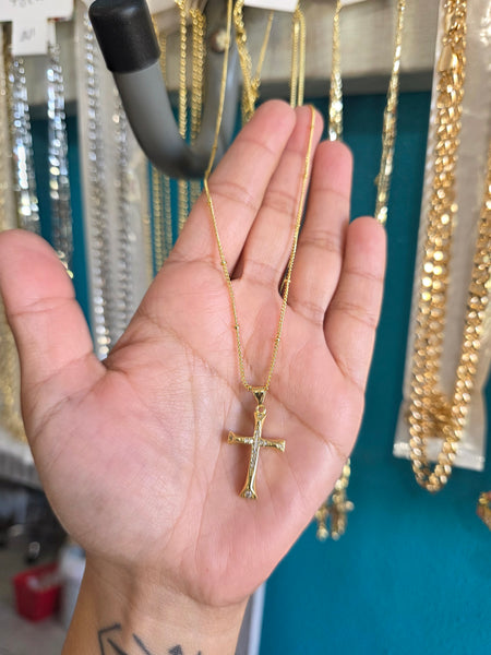 14k plated crystal cross necklace #301
