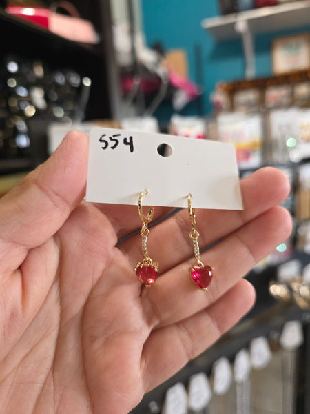 14k plated heart huggies #554