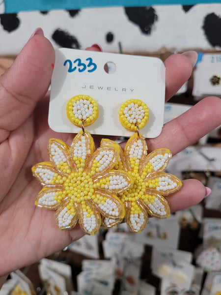 Beaded sunflower drops #233