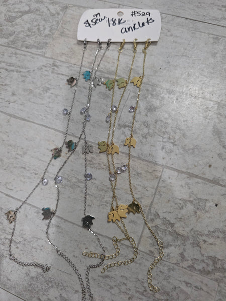 18k plated Elephant anklets #529