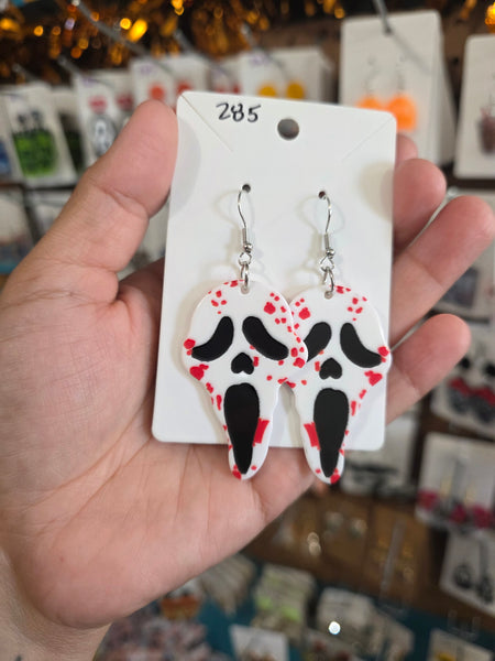 Ghost face acrylic dangels red stains #285