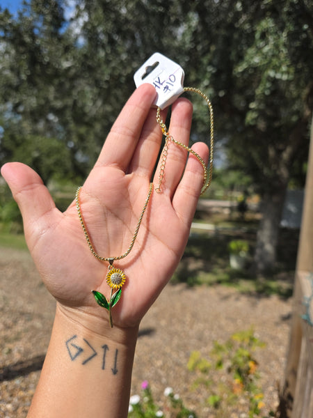 14k plated sunflower necklace #510