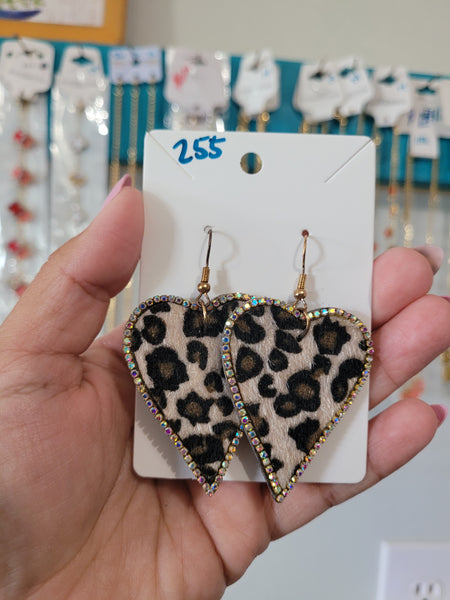 Leopard heart dangels #255