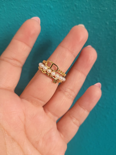 Chris d ring adjustable 14k plated