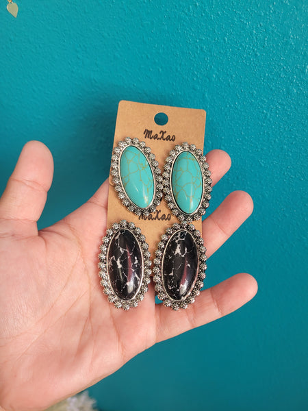 Oval turquoise studs #16