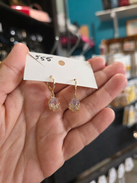 14k plated white crystal huggies #555