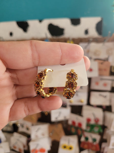 18k crystal hoops cappuccino