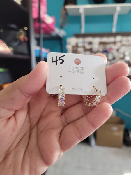 18k plated crystal huggies #45
