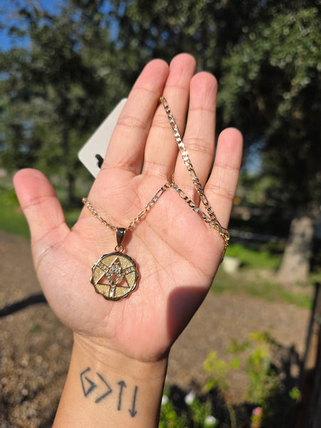 14k plated hamsa manita necklace & pendant 20'