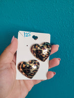 Large leopard heart studs #125