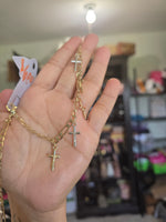 14k plated cross charm figaro bracelet