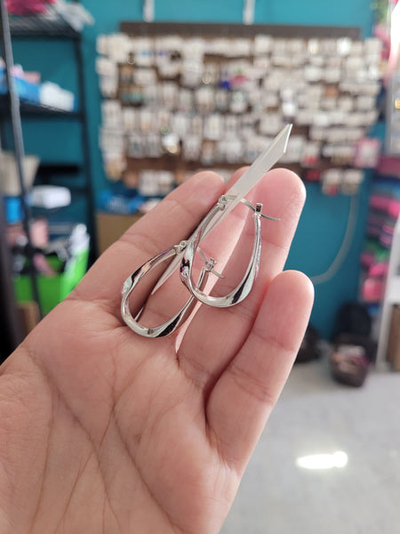18k twist silver hoops #37