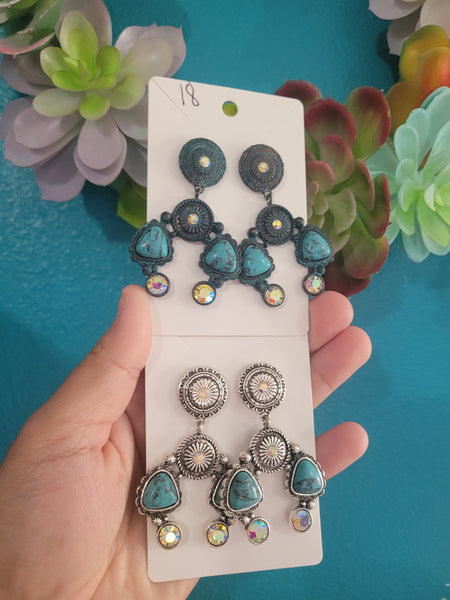 Naja turquoise crystal AB drops #18