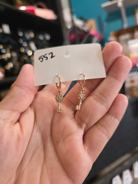 14k plated key huggies #552