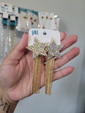 Star glam fringe chain studs #191