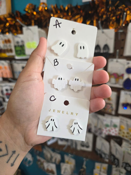 Ghost polyclay studs
