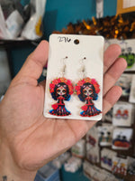 Catrina flower acrylic dangels #276