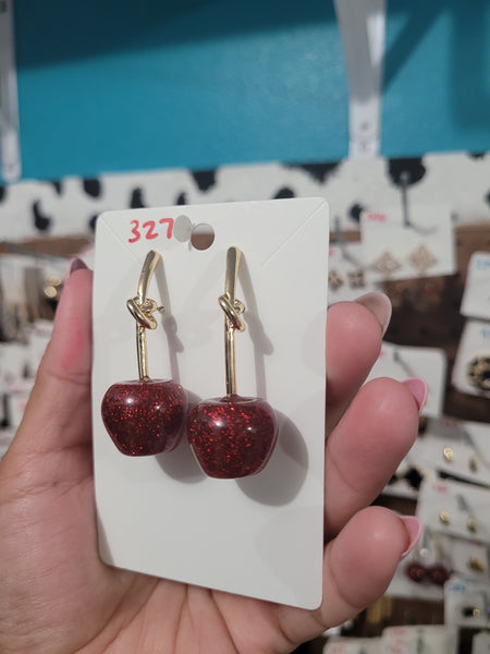 Cherry 18k plated  studs #327