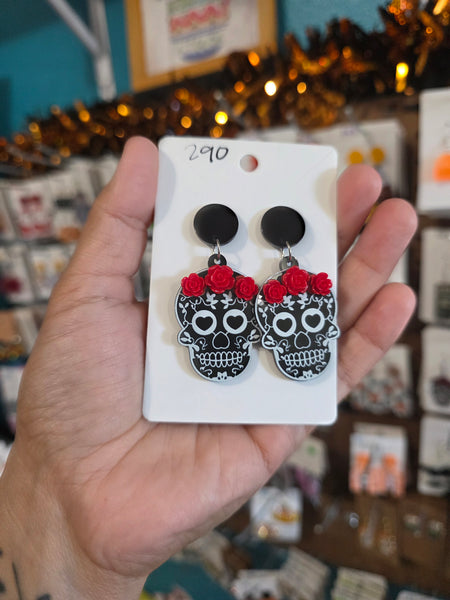 Sugar skull 3d flowers acrylic drops #290