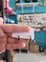 18k plated small black/gold huggies #46