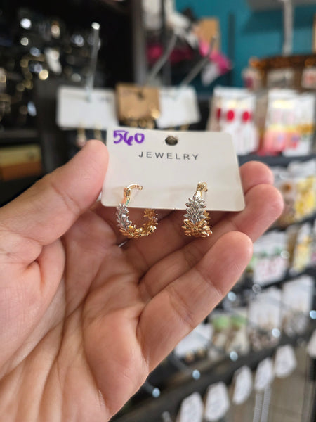 14k plated daisy 3 golds small hoops #560