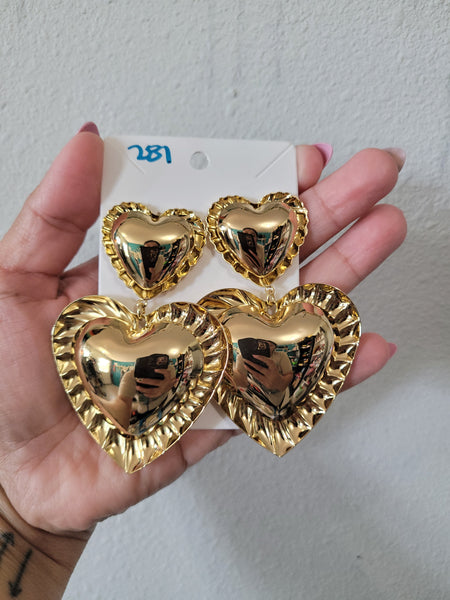 Gold heart drops #281