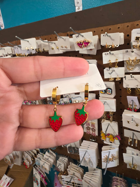18k plated strawberry huggies