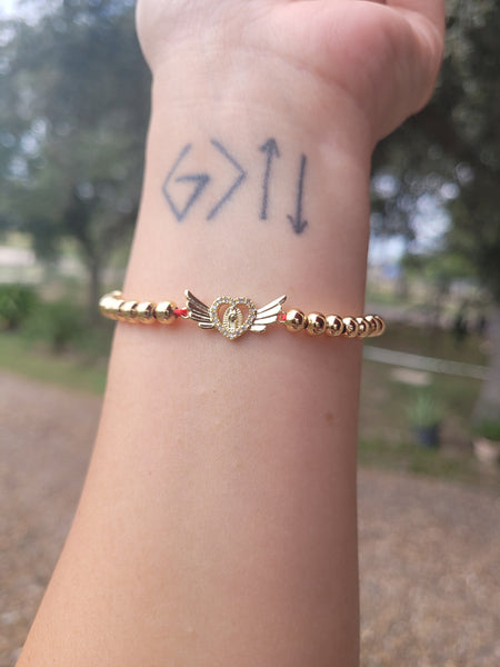 14k gold plated Virgen angel wings adjustable bracelet