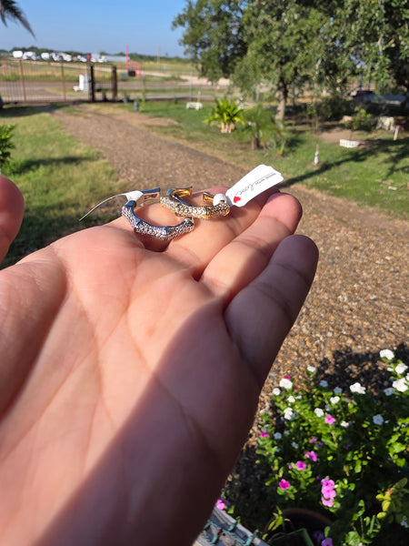 18k plated ONE SIZE crystal bamboo rings