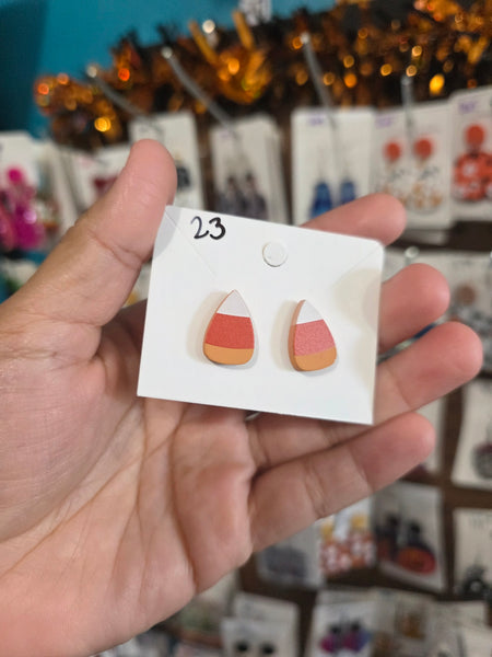 Candy corn polyclay studs #23