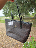 Co large monogram handbag with zipper (tan & brown)
