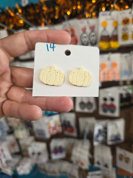 Polyclay pumpkin studs #14