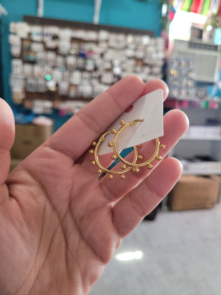 18k plated small ball hoops #41